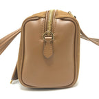 Prada Shoulder Bag with Padlock Top Handle Nylon Leather Brown — view 3