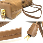 Prada Shoulder Bag with Padlock Top Handle Nylon Leather Brown — view 7