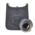 Hermes Evelyne TPM Sangle Caval Canvas Shoulder Bag Gold Taurillon Clemence