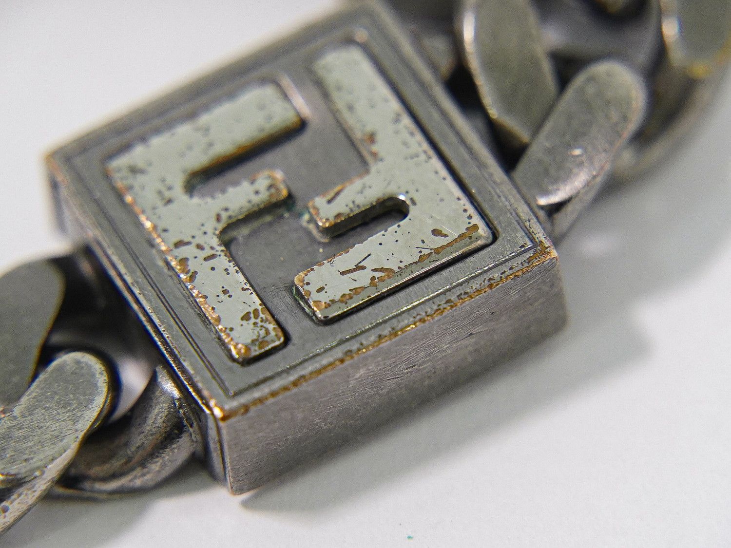Fendi FF Logo Chain Bracelet Bangle Metal Silver — view 5