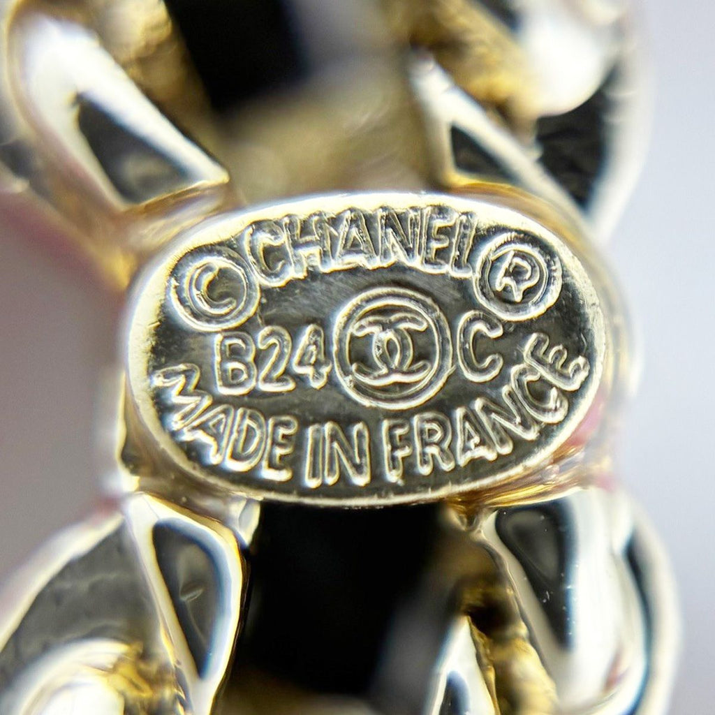 Chanel CC Logo Rope Motif Earrings Gold Pink Black — view 6