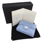 Chanel Wallet Trifold Caviar Leather Quilted Light Blue Gold Compact Mini — view 8