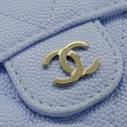 Chanel Wallet Trifold Caviar Leather Quilted Light Blue Gold Compact Mini — view 4
