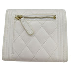 Chanel Wallet Trifold Caviar Leather Boy White Gold Compact — view 2
