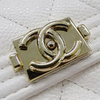 Chanel Wallet Trifold Caviar Leather Boy White Gold Compact — view 4