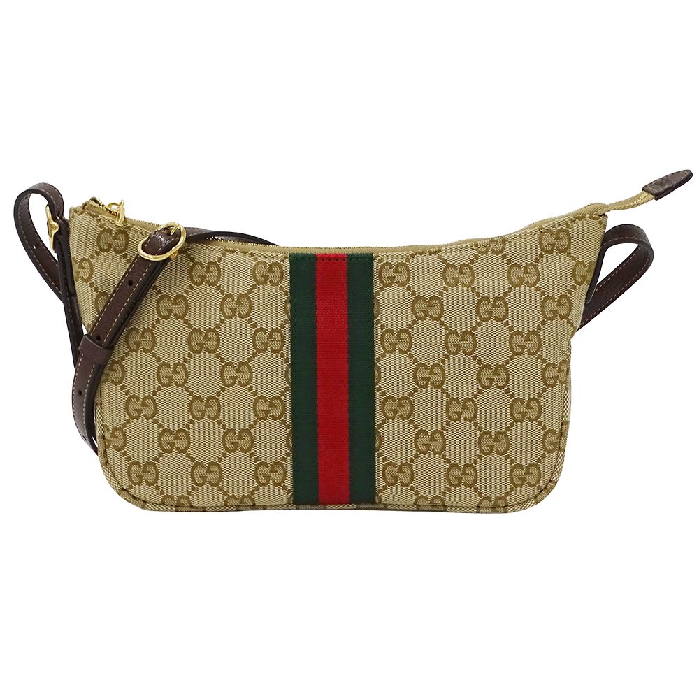 Gucci Shoulder Bag 2-Way Lunetta GG Supreme Beige Brown Small