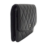 Chanel Quilted Clutch Wallet Lambskin Black Silver — view 4
