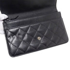 Chanel Quilted Clutch Wallet Lambskin Black Silver — view 8