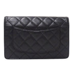 Chanel Quilted Clutch Wallet Lambskin Black Silver — view 2