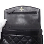 Chanel Quilted Clutch Wallet Lambskin Black Silver — view 9