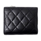 Chanel Wallet Quilted Trifold Caviar Leather Black Silver Mini — view 2