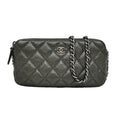 Chanel Chain Wallet Shoulder Bag Caviar Leather Metallic Green