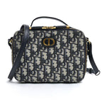 Dior Trotter Oblique 30 Montaigne 2-Way Shoulder Bag Beige Navy