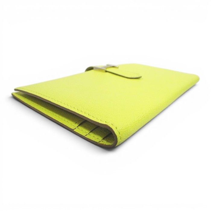 Hermes Bearn Souffle Verso Wallet Silver Yellow Leather — view 4