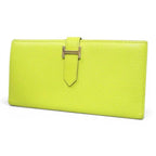 Hermes Bearn Souffle Verso Wallet Silver Yellow Leather