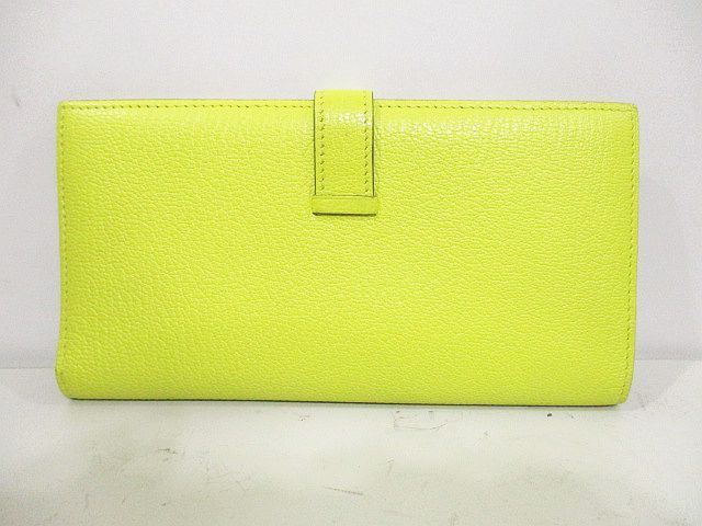 Hermes Bearn Souffle Verso Wallet Silver Yellow Leather — view 3