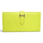 Hermes Bearn Souffle Verso Wallet Silver Yellow Leather — view 2