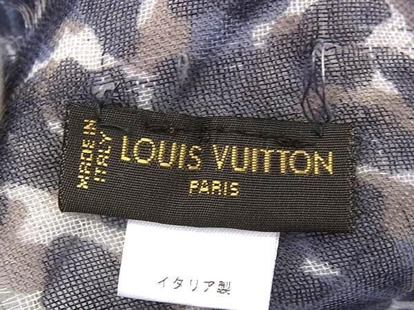 Louis Vuitton Shawl Navy 70% Cashmere 30% Silk Leopard Print Scarf — view 3
