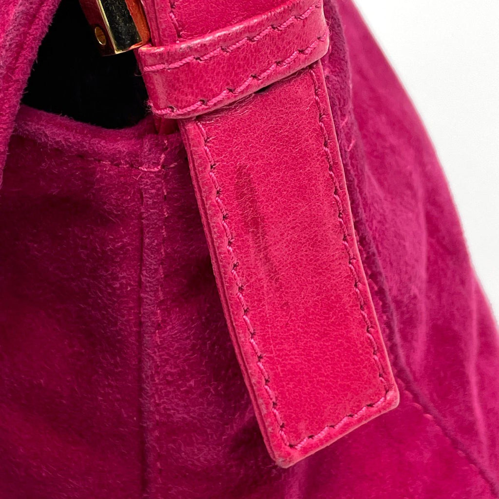 Fendi Zucca Pattern Shoulder Bag Mamma Baguette Suede Pink — view 5