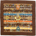 Hermes Carre 90 Rives Fertiles Rich Shore Scarf Silk Brown Multicolor