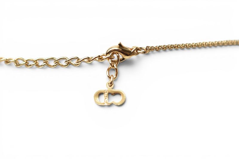 Dior Necklace Choca Vintage Heart Motif Rhinestone Gold — view 4