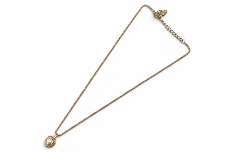 Dior Necklace Choca Vintage Heart Motif Rhinestone Gold — view 3