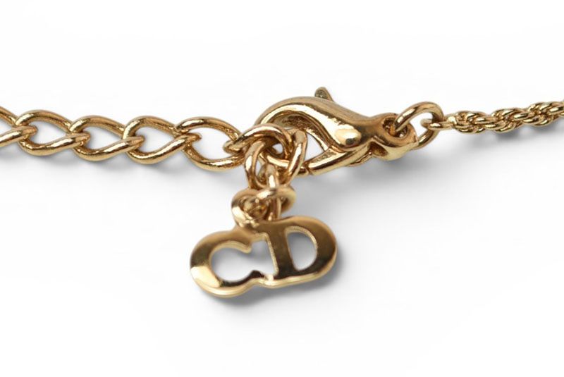 Dior Necklace Choca Vintage Heart Motif Rhinestone Gold — view 5