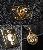 Chanel Handbag Gold Quilted Caviar Leather Single Flap — view 7