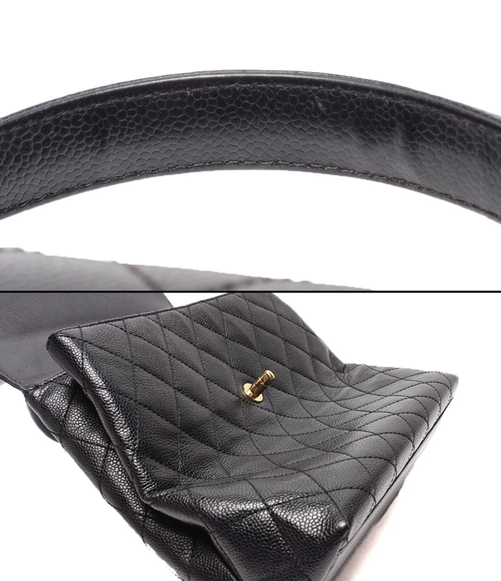 Chanel Handbag Gold Quilted Caviar Leather Single Flap — view 6