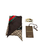 Gucci Ribbon Scarf Silk 100% GG Charm — view 7