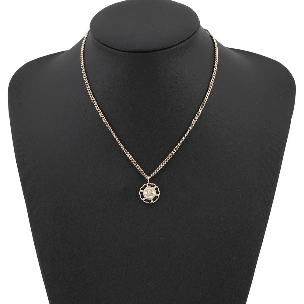 Chanel Necklace CC Logo Rhinestone Faux Pearl Metal — view 4