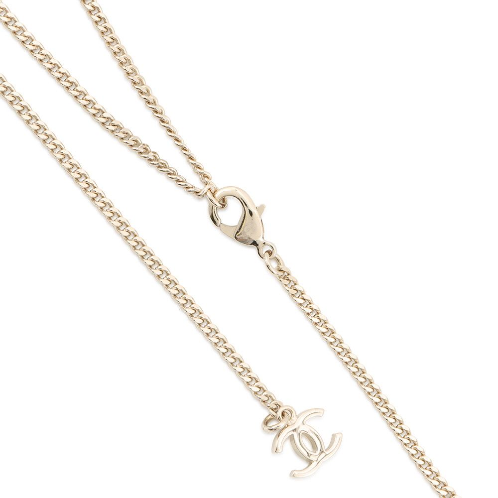 Chanel Necklace CC Logo Rhinestone Faux Pearl Metal — view 5