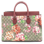 Gucci GG Blooms 2-Way Shoulder Bag Beige Pink Leather Silver