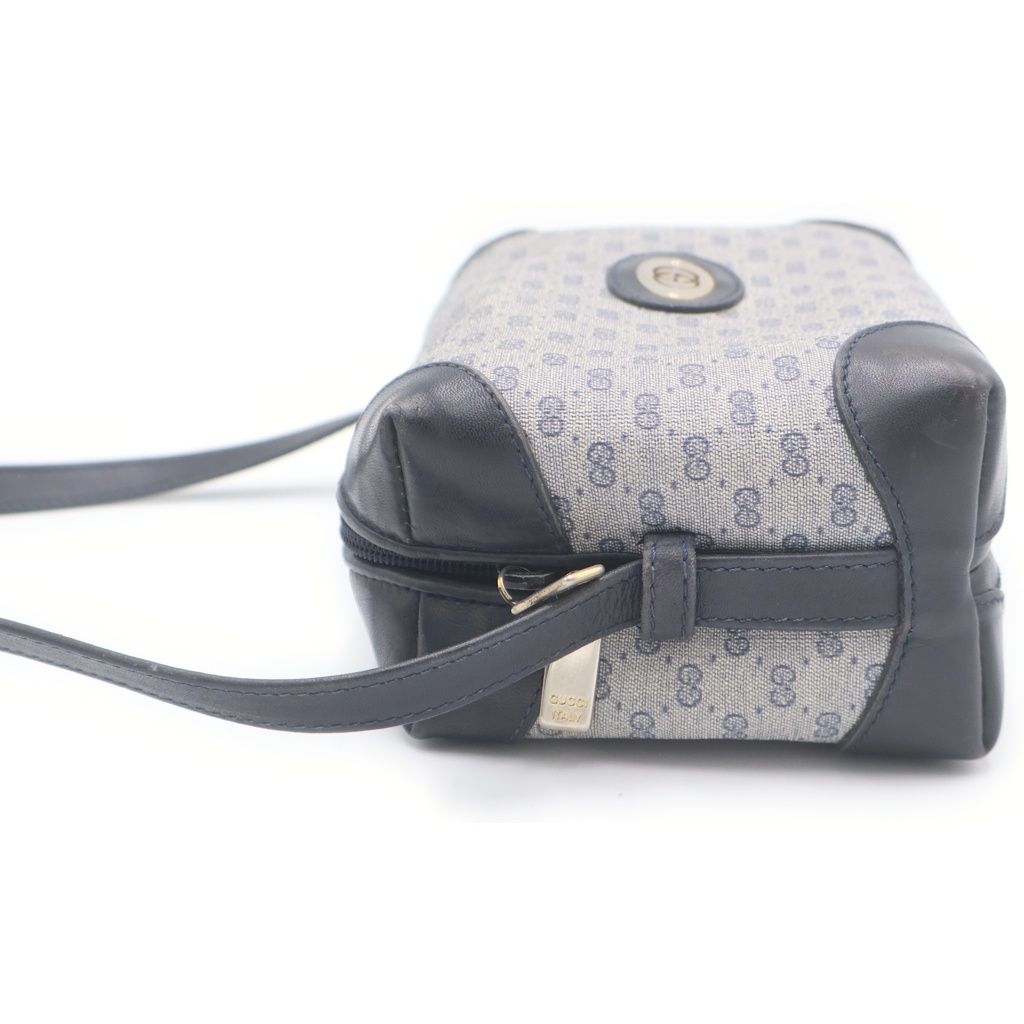 Gucci Vintage Micro GG Logo Mini Shoulder Bag Navy Leather Gold — view 3