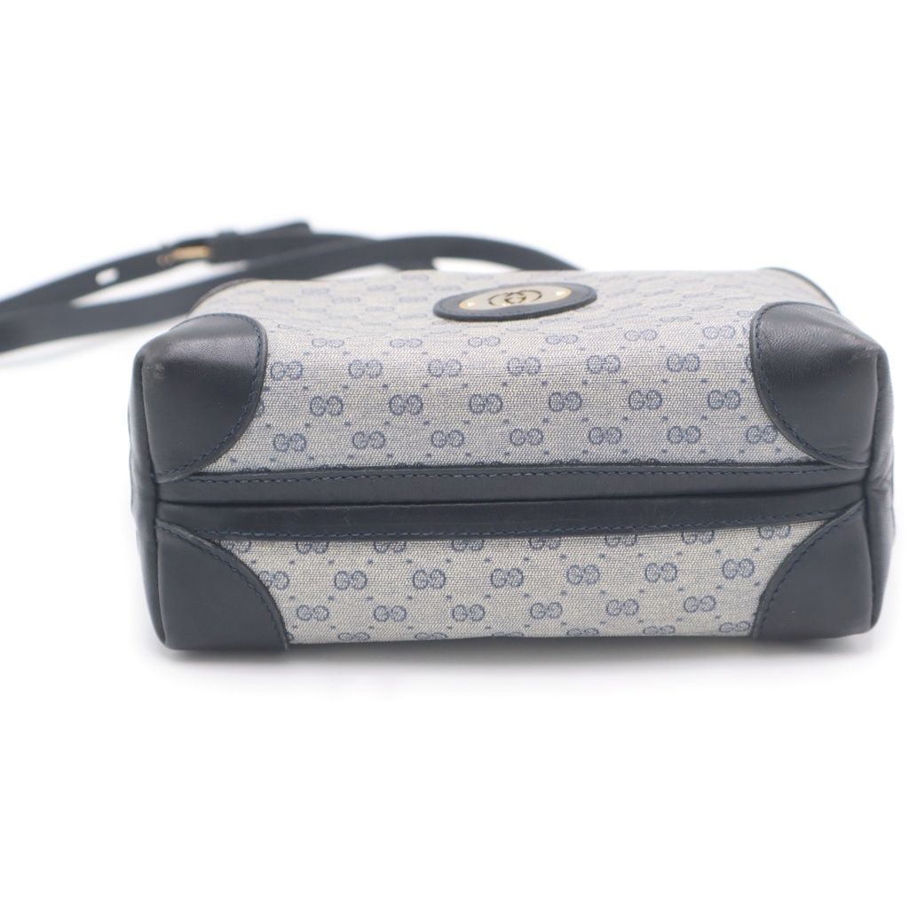 Gucci Vintage Micro GG Logo Mini Shoulder Bag Navy Leather Gold — view 6