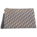 Dior White Jacquard Clutch Gray
