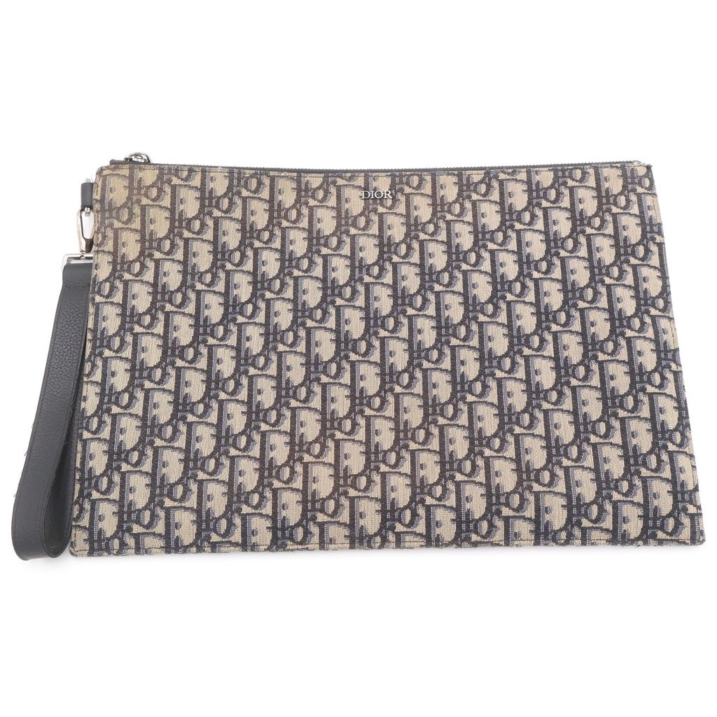 Dior White Jacquard Clutch Gray