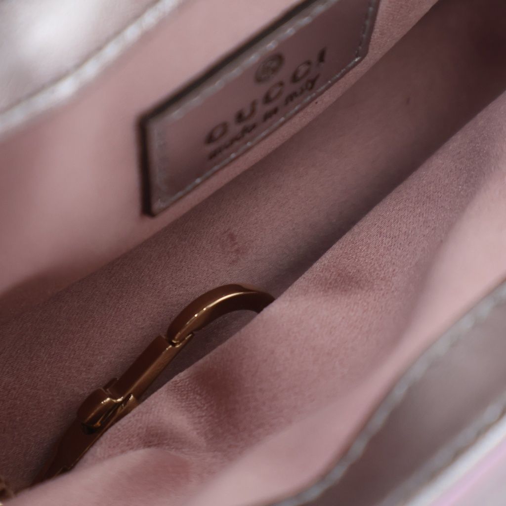 Gucci GG Marmont Mini Leather Chain Shoulder Bag Pink — view 4