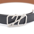 Hermes Cord Buckle Reversible Leather Belt Silver Black Brown — view 5