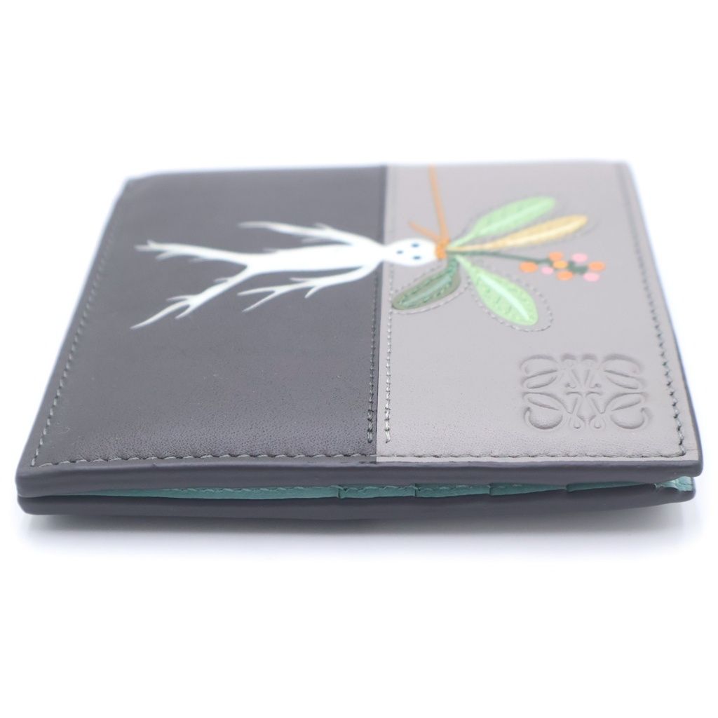 Loewe Suna Fujita Mandragora Bifold Compact Wallet Gray Leather — view 3