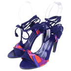 Hermes Lace Up Suede Sandals Purple — view 2
