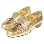 Chanel Loafers Gold Leather CC Logo — view 2
