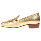 Chanel Loafers Gold Leather CC Logo