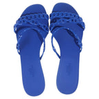 Hermes Rivage Chaine D'ancre Rubber Flat Sandals Blue — view 4