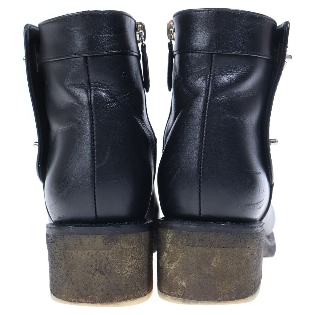 Chanel CC Logo Turnlock Leather Short Boots Black — view 3