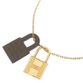 Hermes O'Kelly PM Necklace Pendant Chain Etoupe Swift Gold