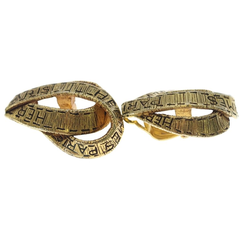 Hermes Ribbon Drop Earrings Gold — view 4
