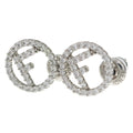 Fendi F's Rhinestone Earrings Silver