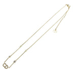 Dior CD Logo Rhinestone Pearl Necklace Pendant Chain Gold — view 2