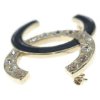 Chanel CC Logo Brooch Pin Badge Gold Black — view 3